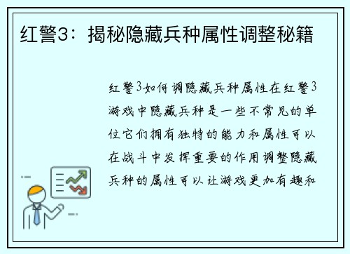 红警3：揭秘隐藏兵种属性调整秘籍